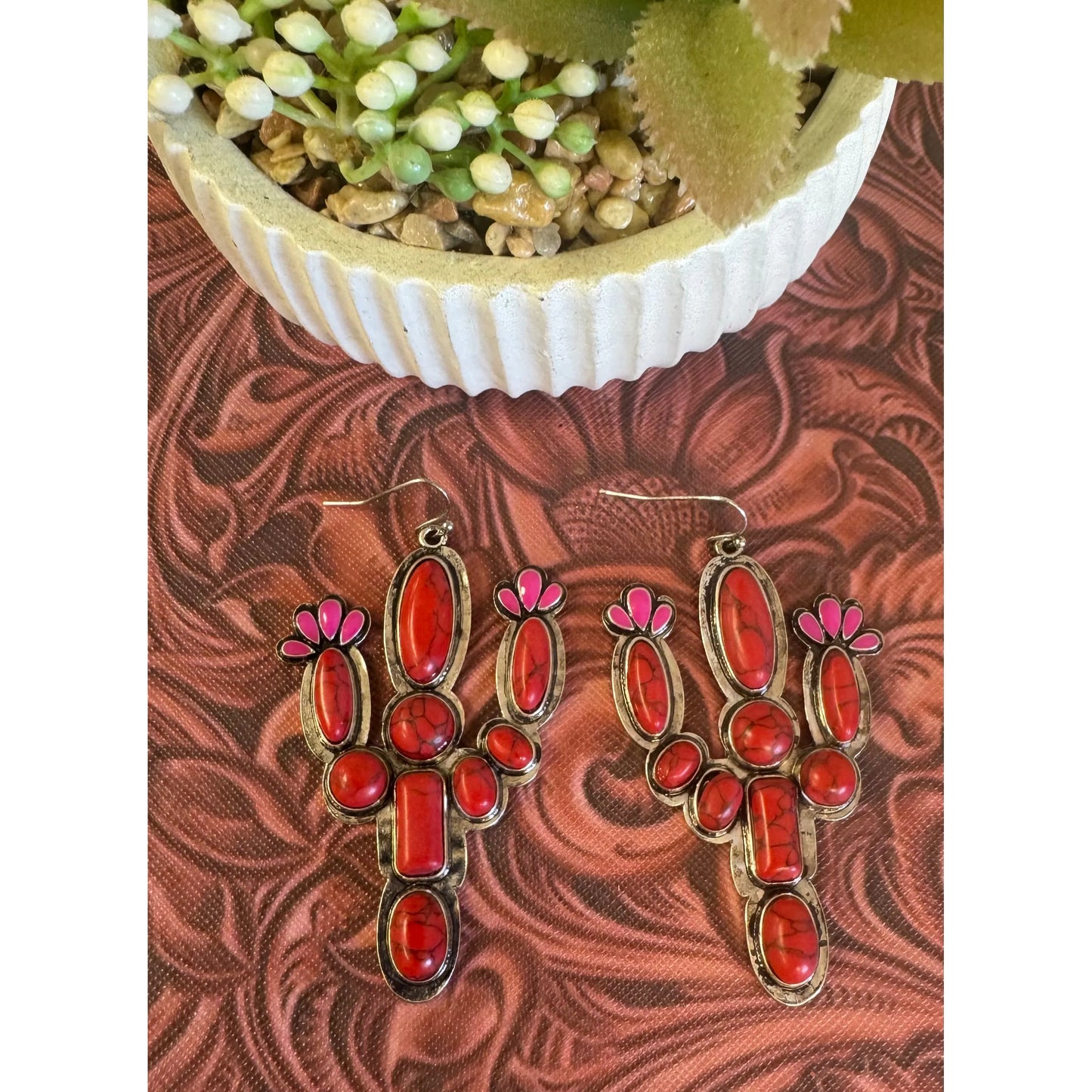 Red Cactus Earrings