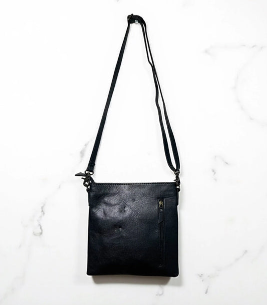 Checker Tooled & Cowhide Crossbody Bag