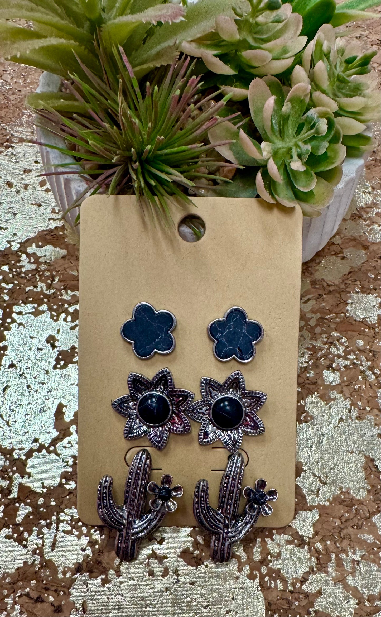 Black 3 Piece Earring Set