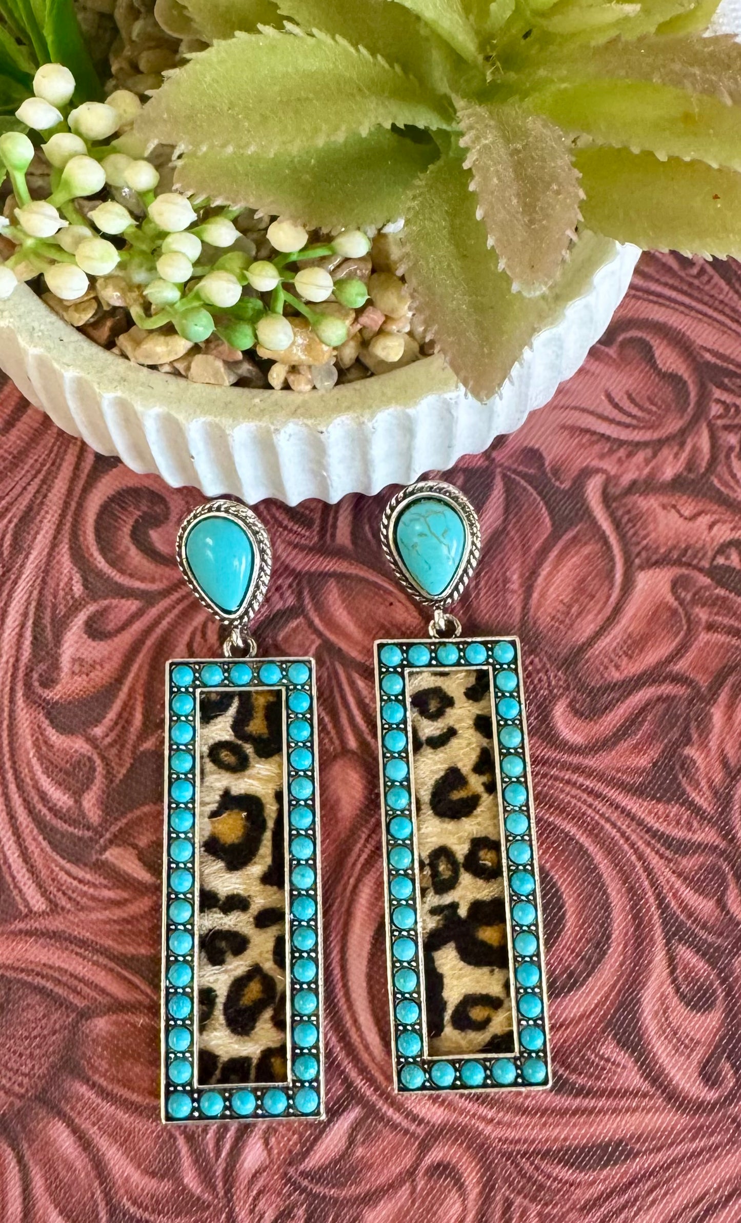 Leopard Turquoise Earrings
