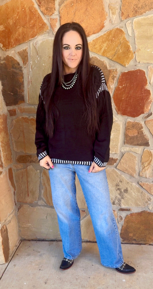 Black White Knitted Sweater