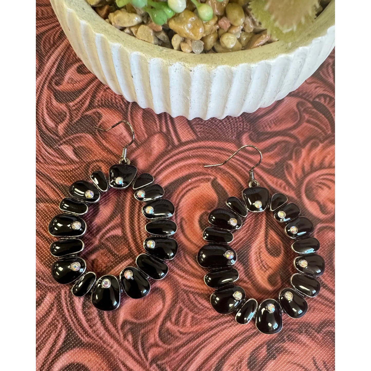 Black Rhinestone Earrings