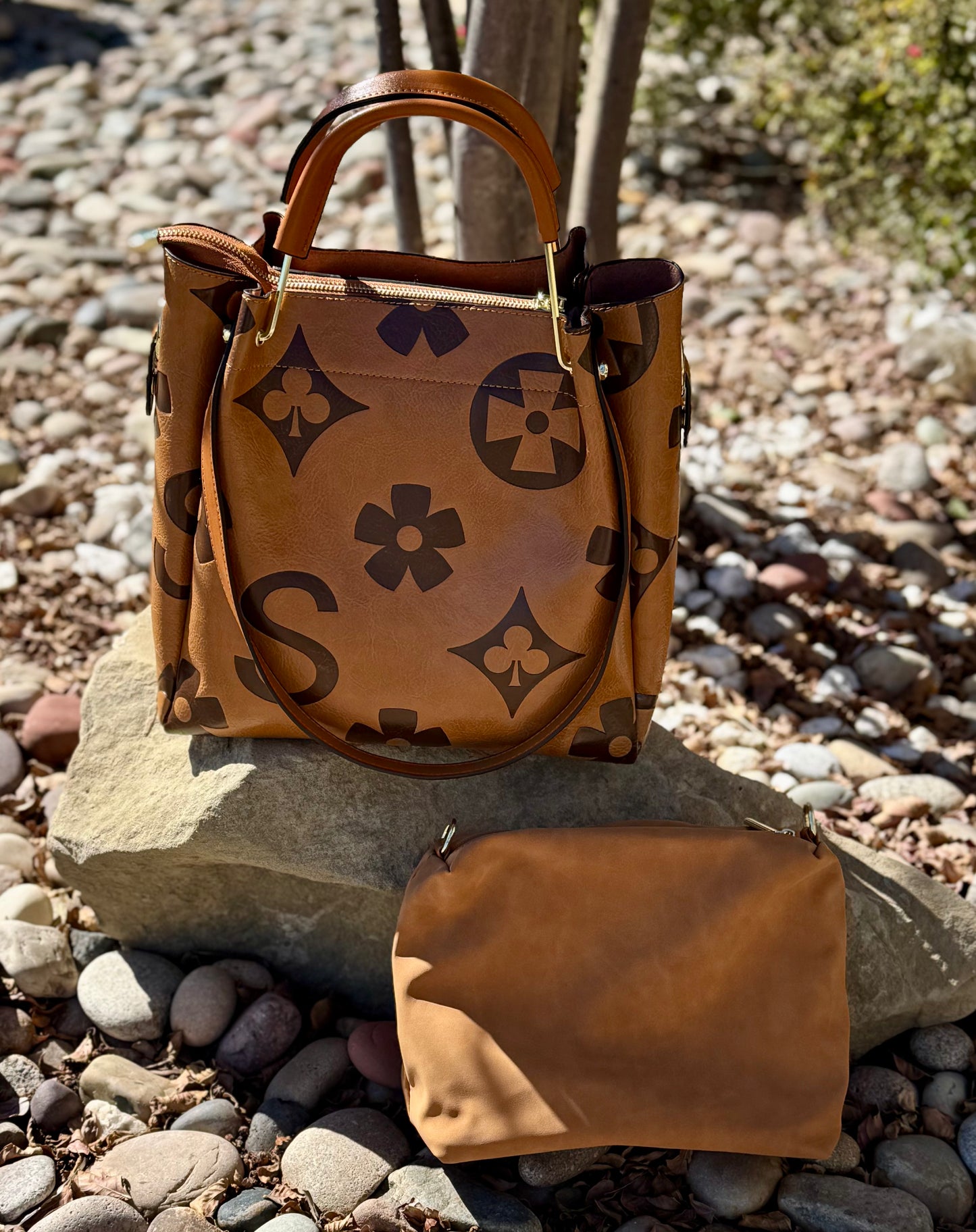 Brown Leather Purse with Pouch