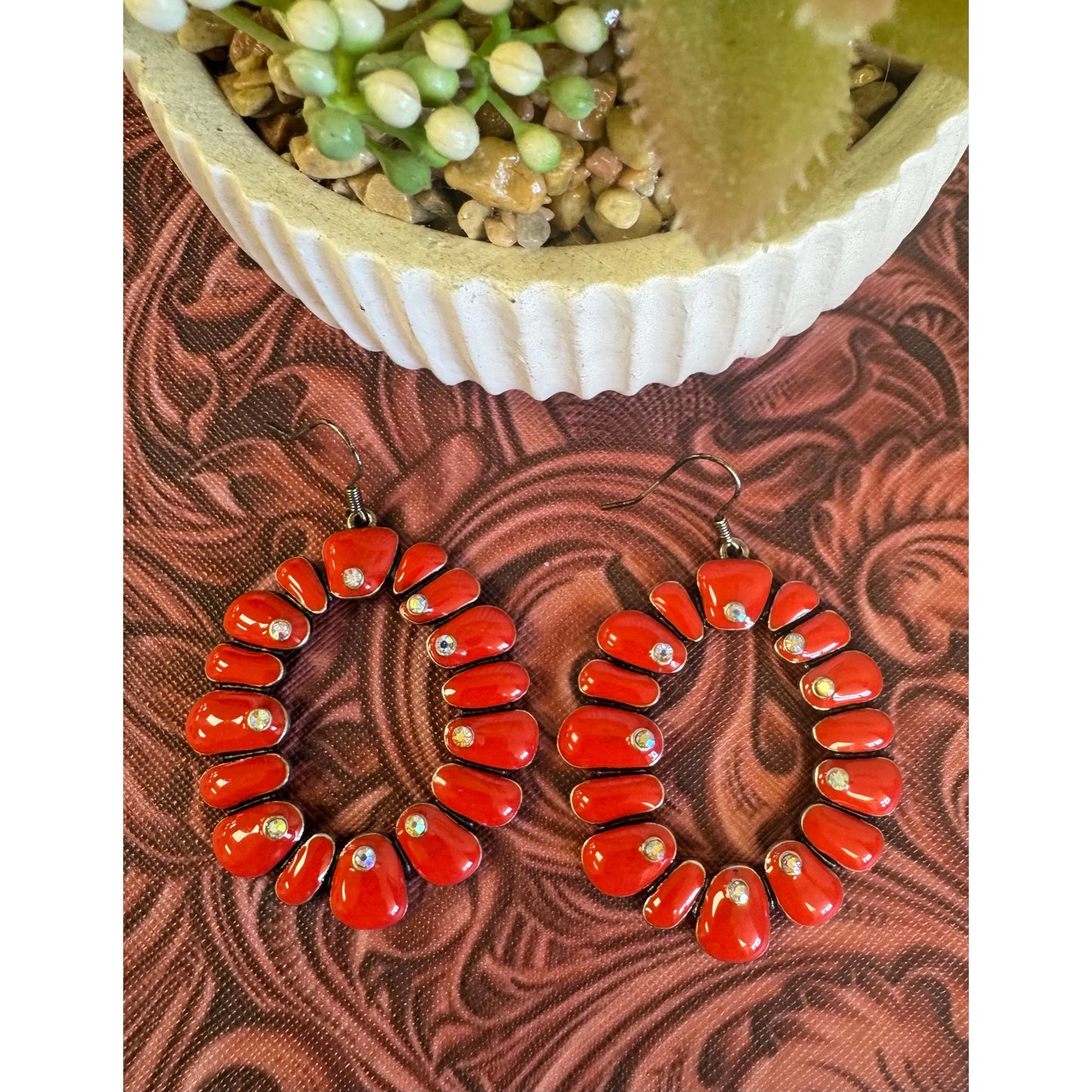 Red Rhinestone Earrings