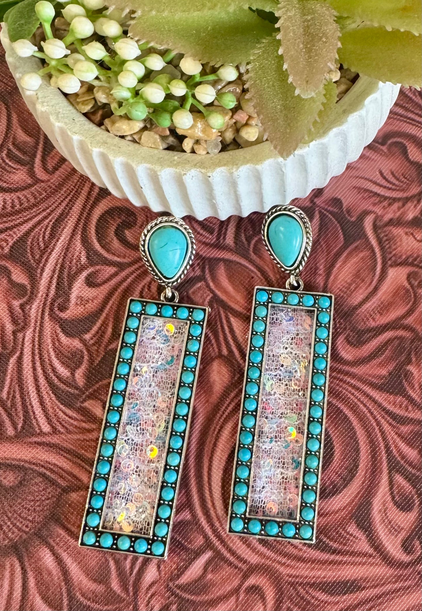 Sequin Turquoise Earrings