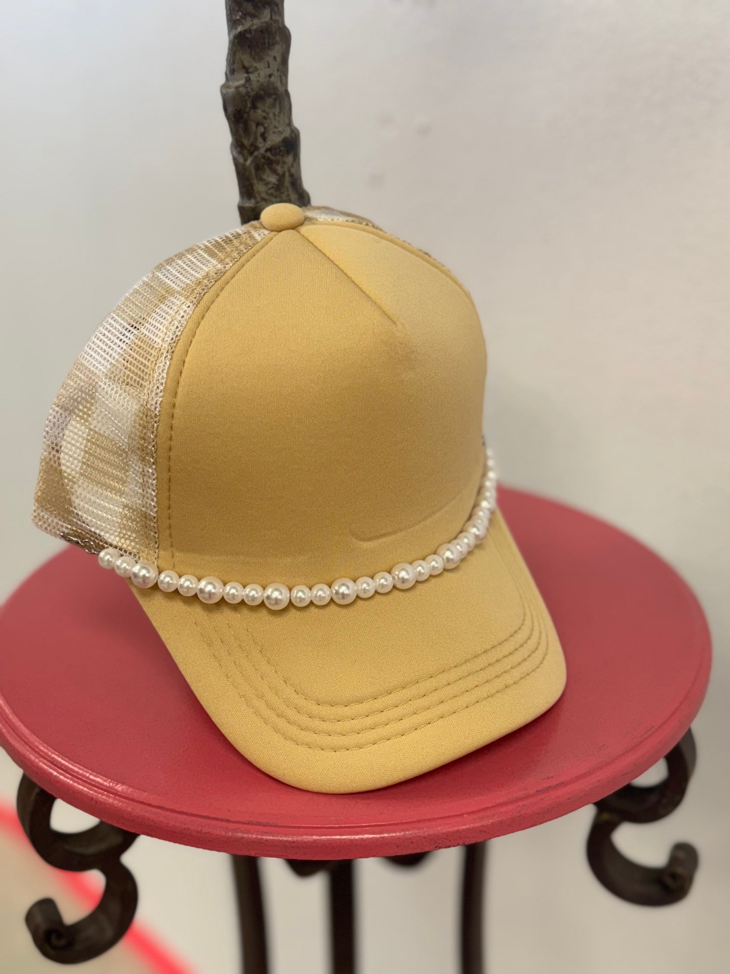 Khaki Checkered Mesh Cap