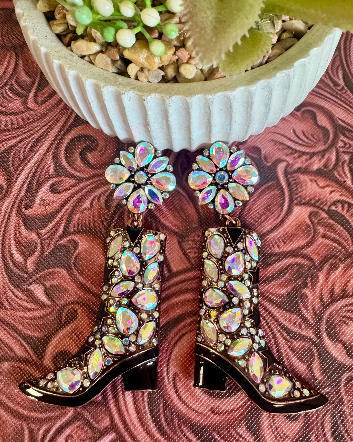 Rhinestone Boot Earrings