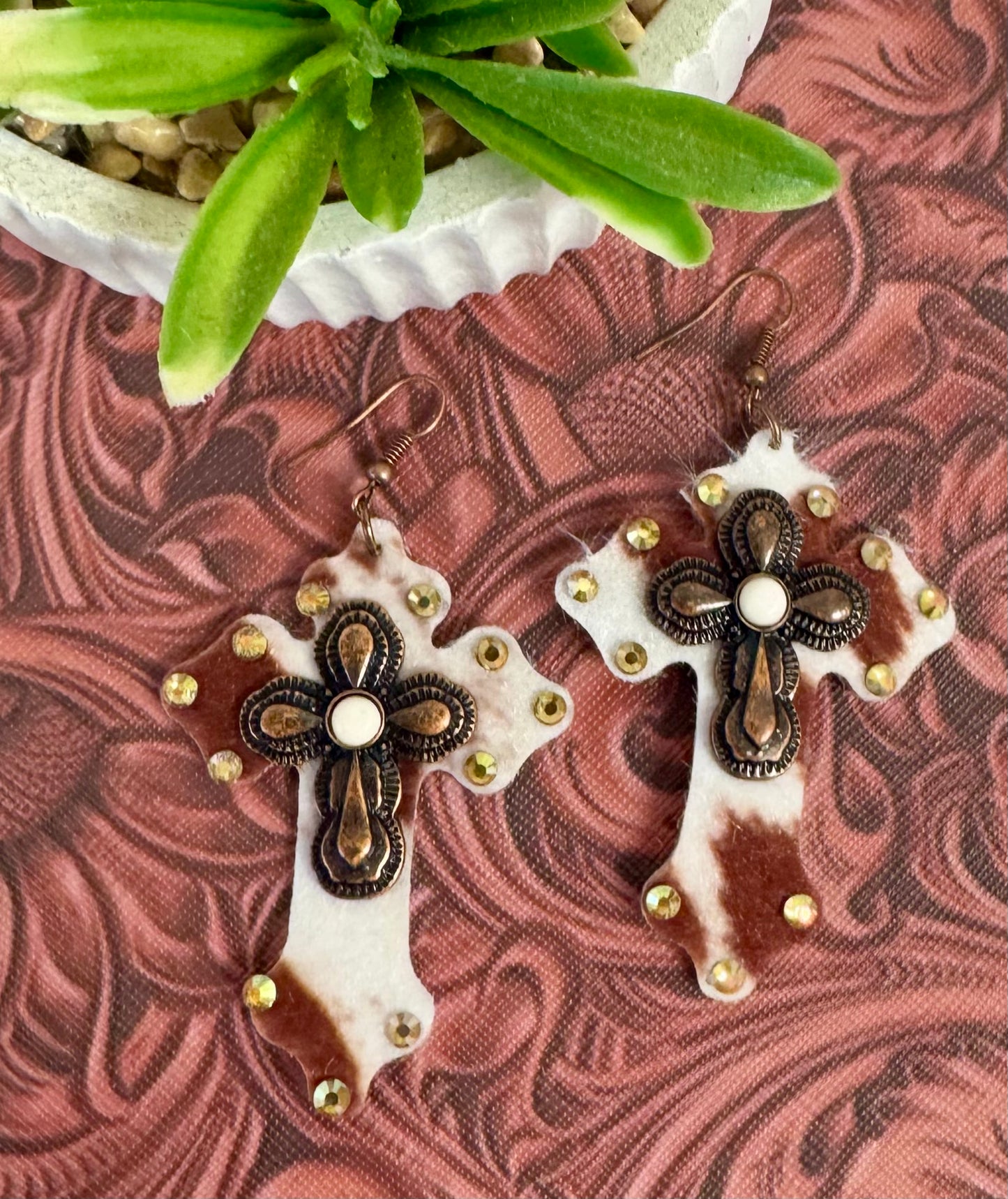 Rhinestone Cross Earrings
