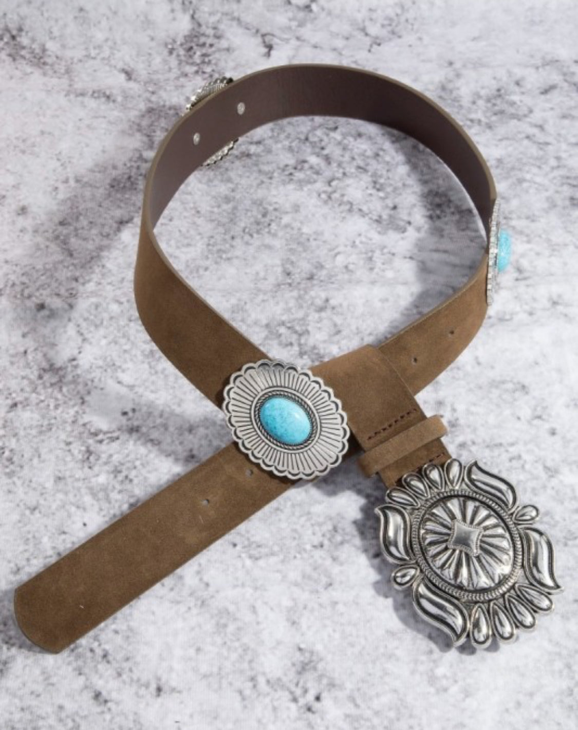 Brown Turquoise Concho Belt