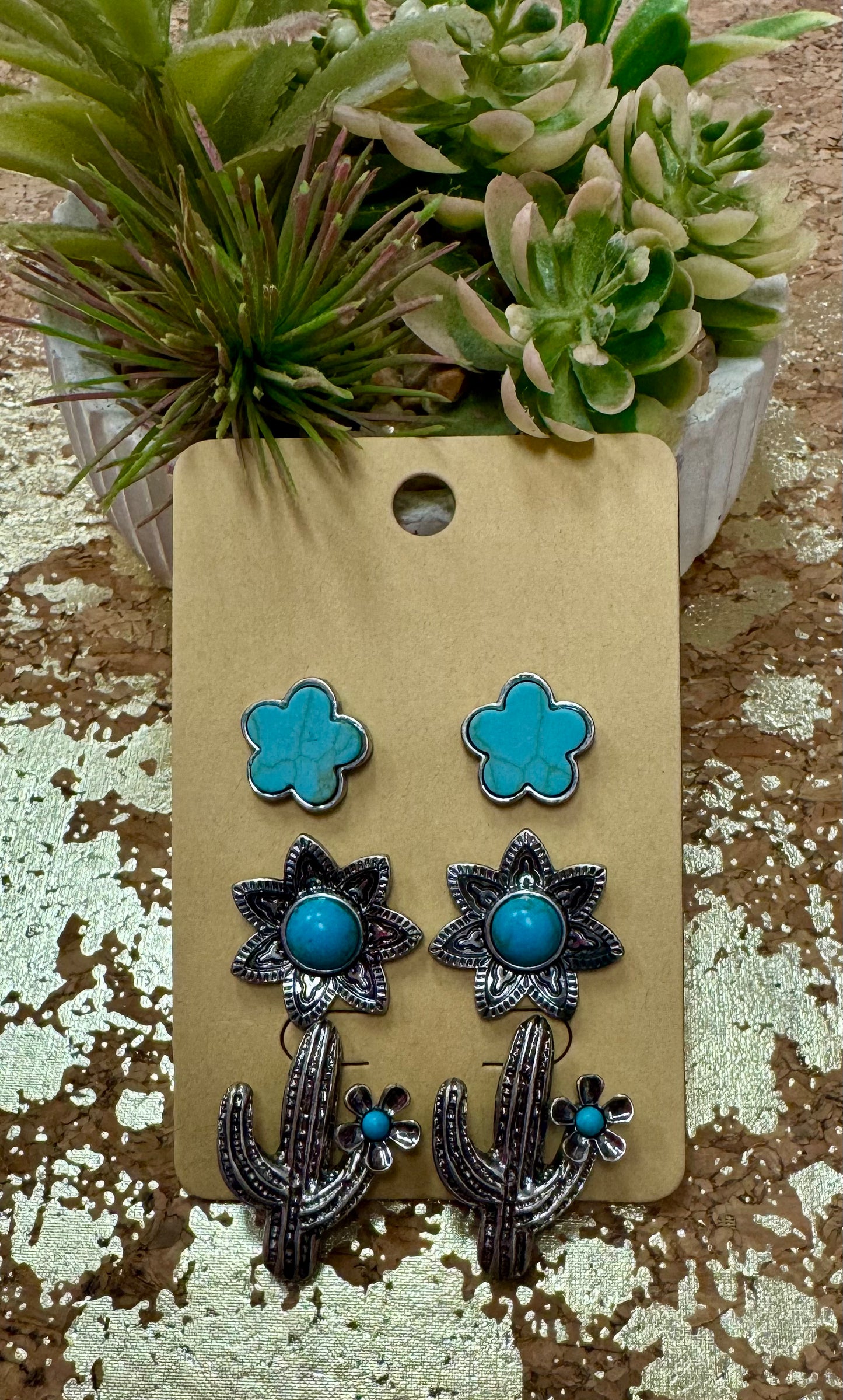 Turquoise 3 Piece Earring Set