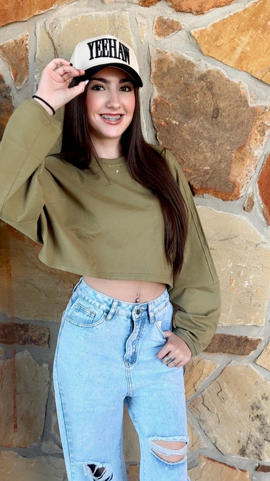 Green Cropped Sweatshirt