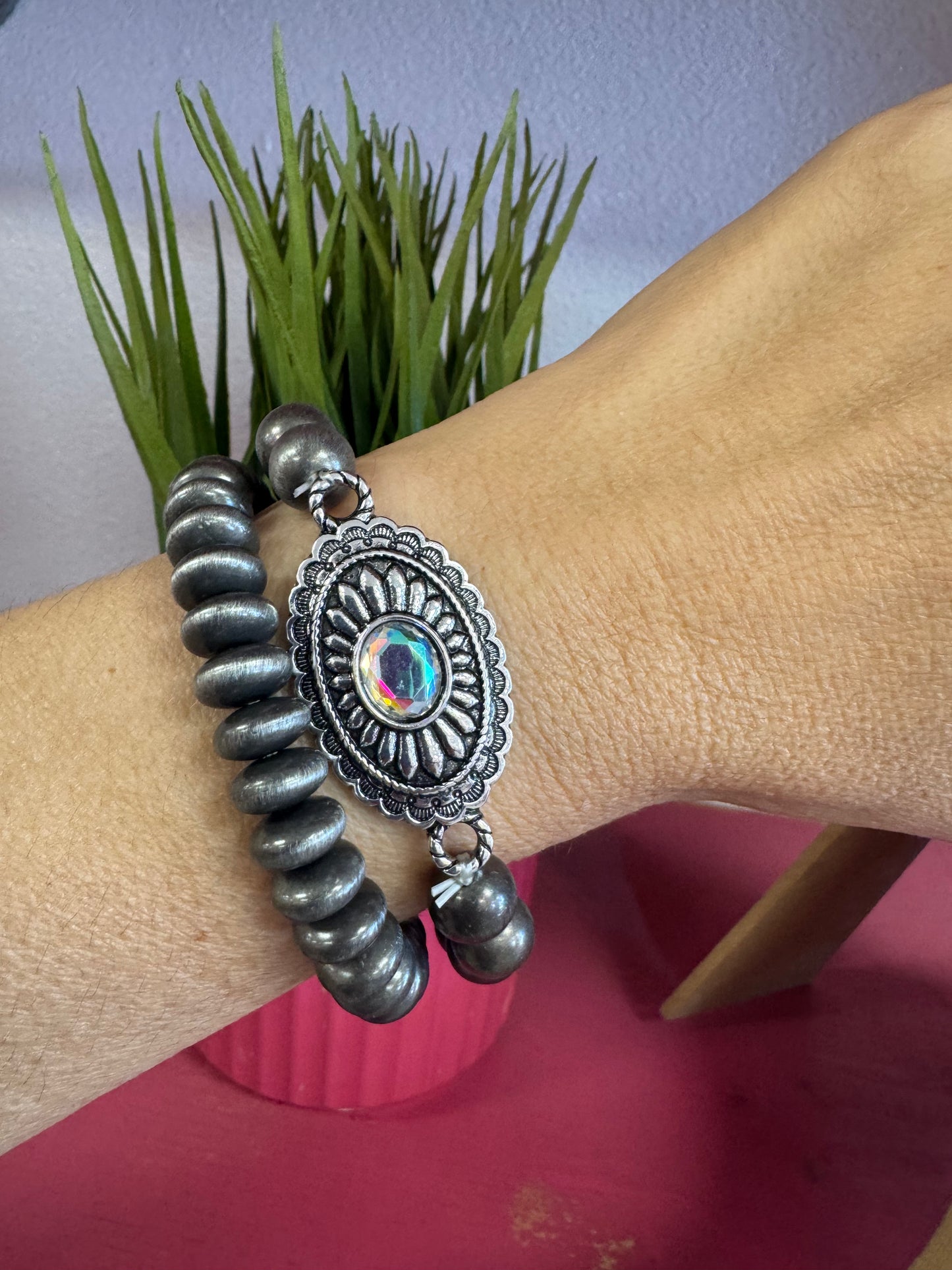 2 Silver Pearl Bracelets