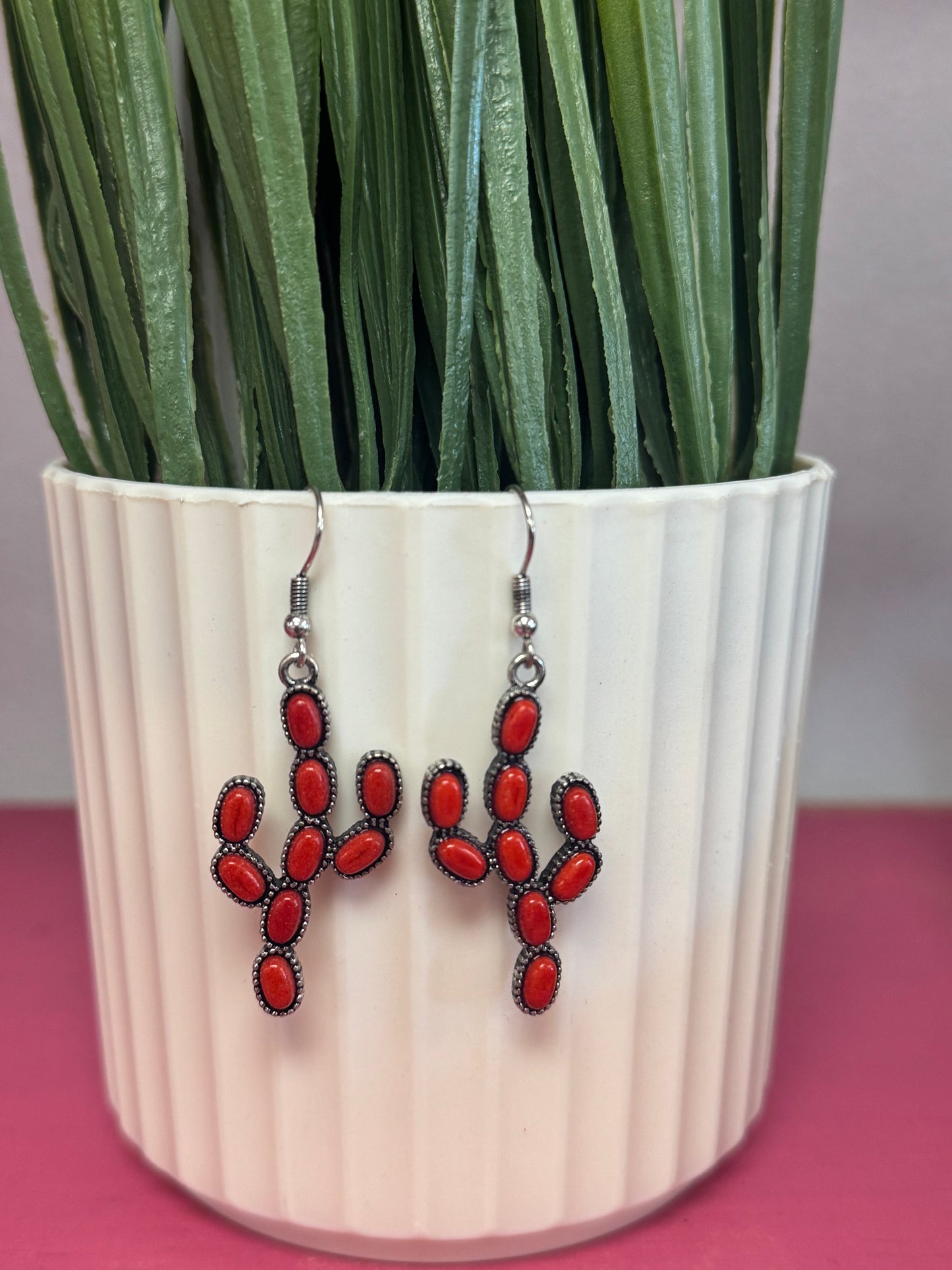 Red Cactus Earrings