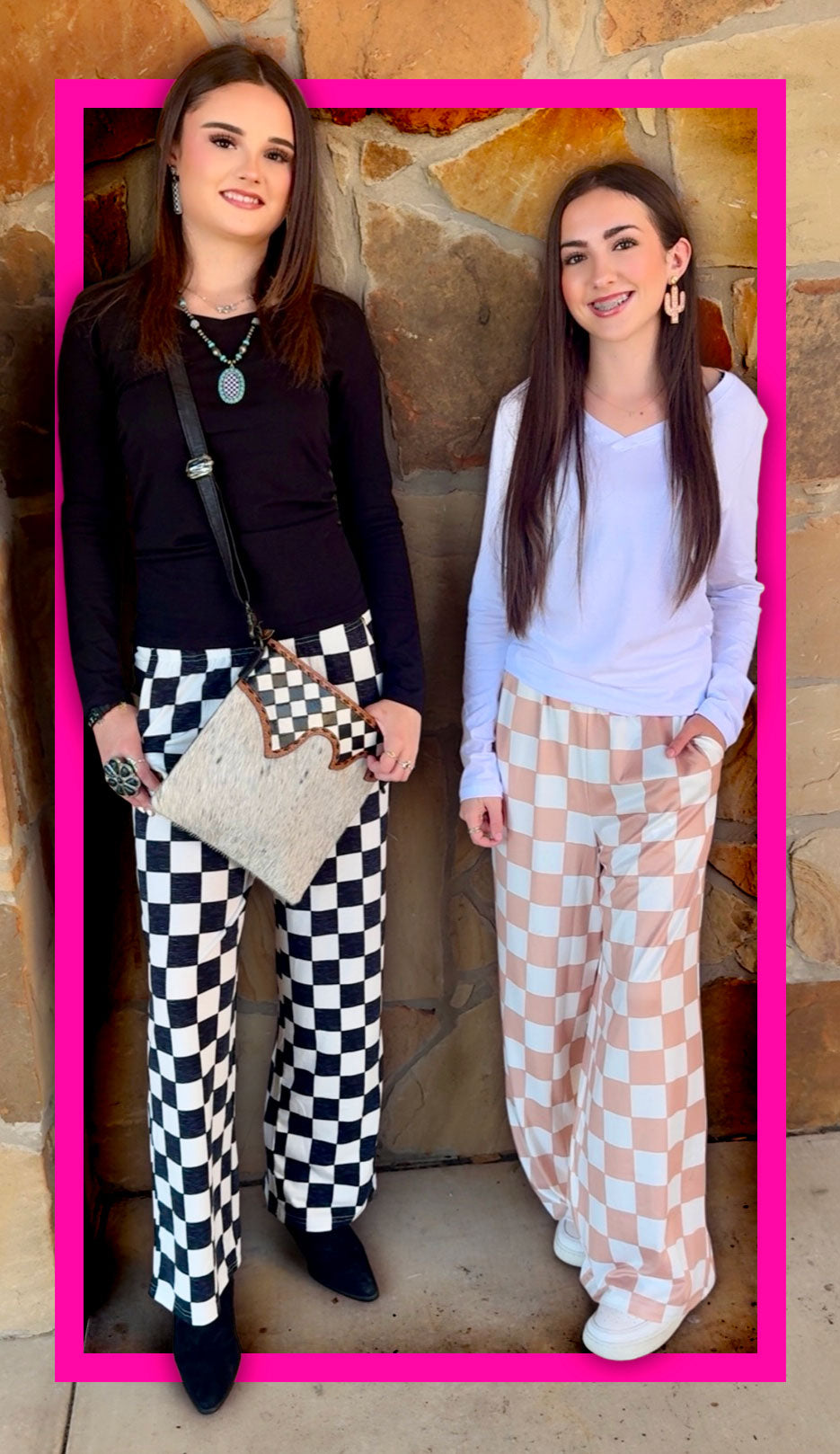 Check out Wild Watusi Checkered Pants in black and pink