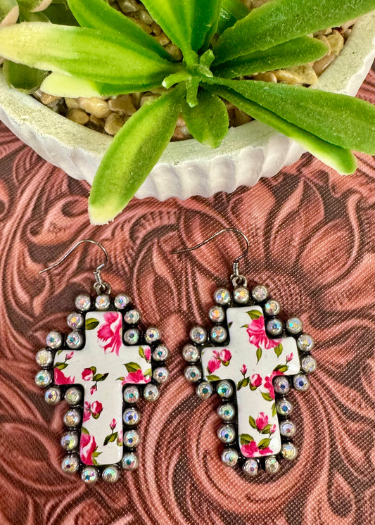Rhinestone Cross Earrings