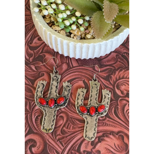 Red Cactus Earrings
