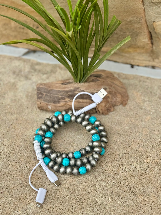 4-N-1 Turquoise Beaded Charging Cable