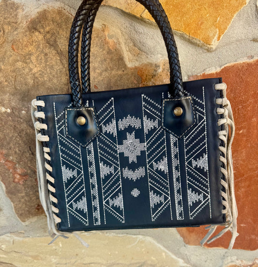 Small Black Aztec Crossbody Purse