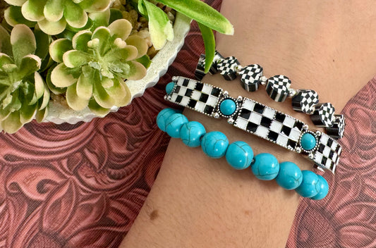Checkered Turquoise 3 Bracelet