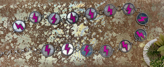 Pink Lightning Bolt Concho Belt