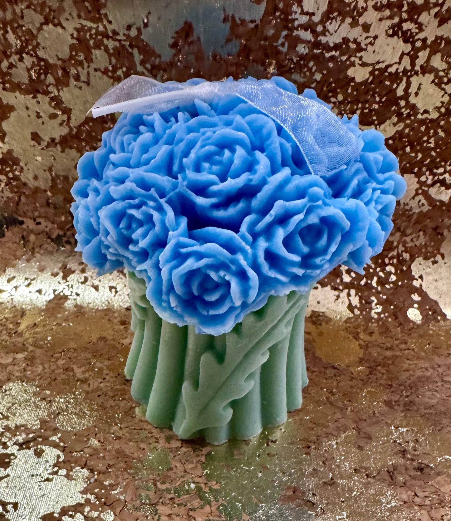 Blue Rose Bouquet Candle