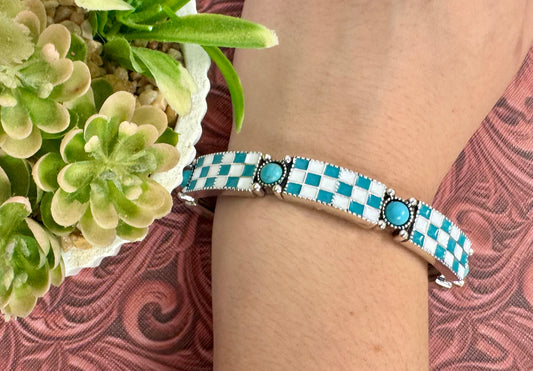 Turquoise Checkered Bracelet