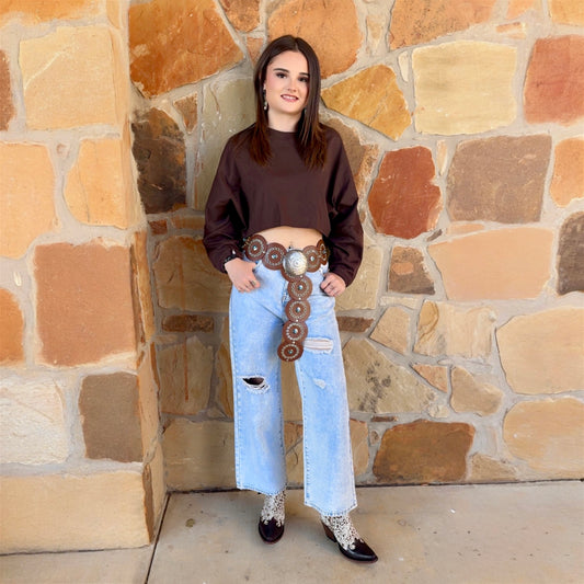Brown Cropped Sweatshirt