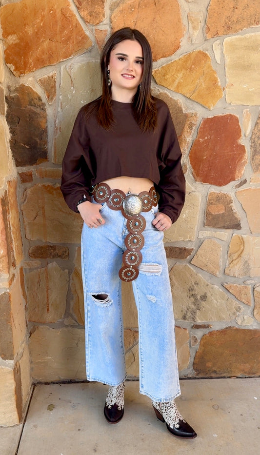 Brown Cropped Sweatshirt