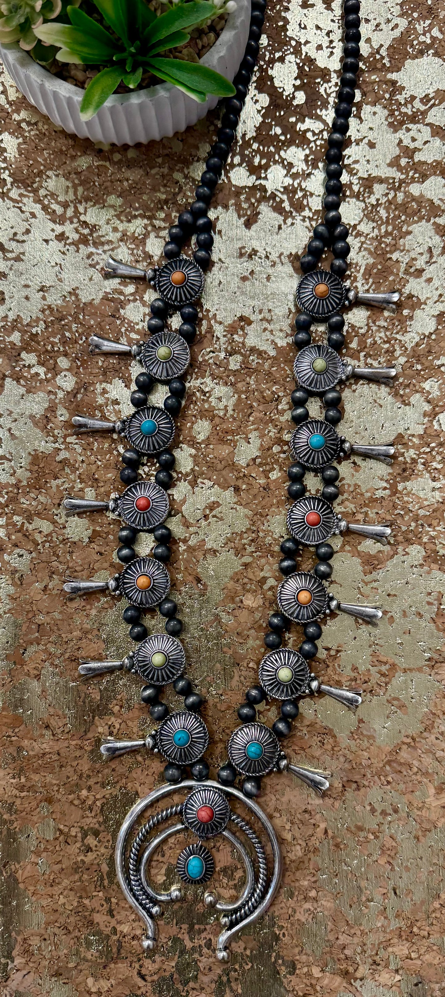 Multi Squash Blossom Necklace