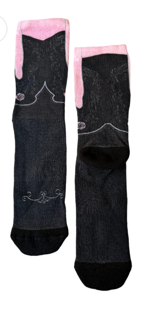 RW Socks Black Pink Stitch