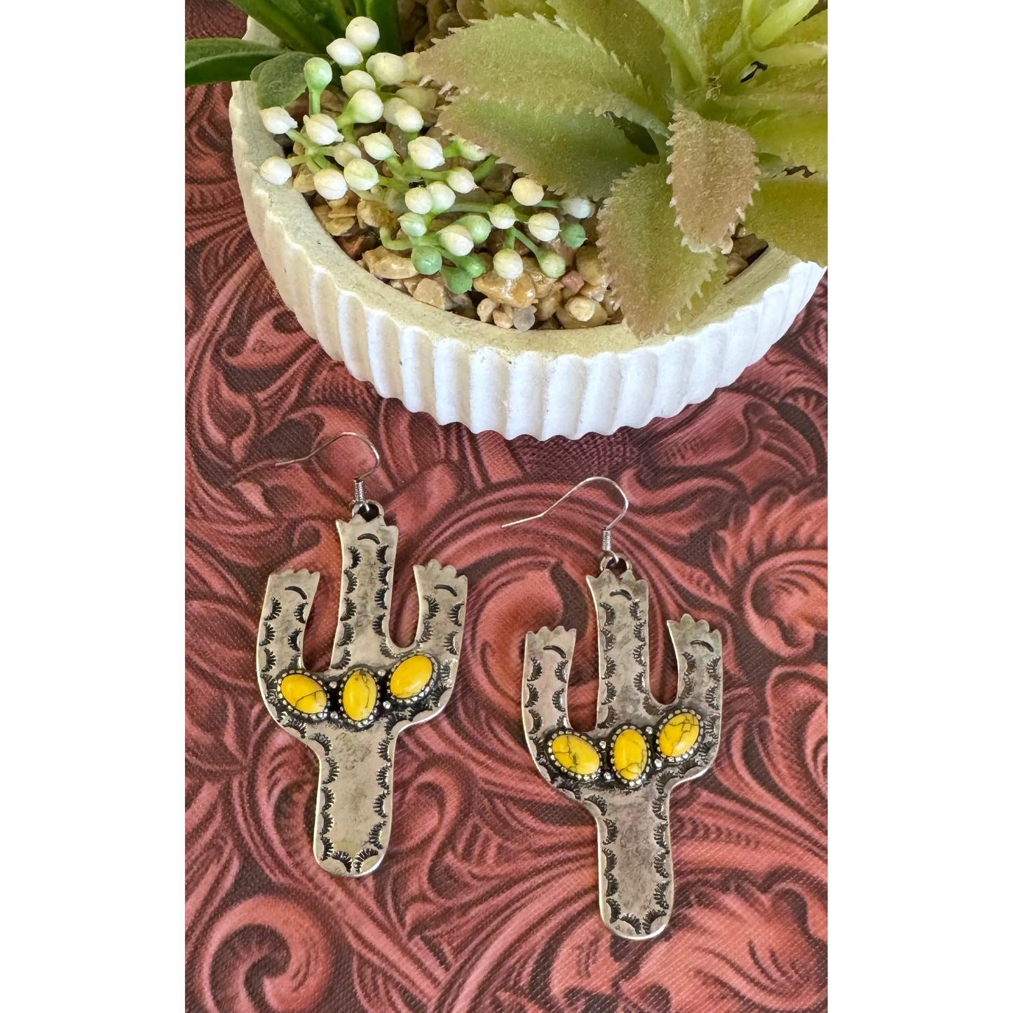 Yellow Cactus Earrings