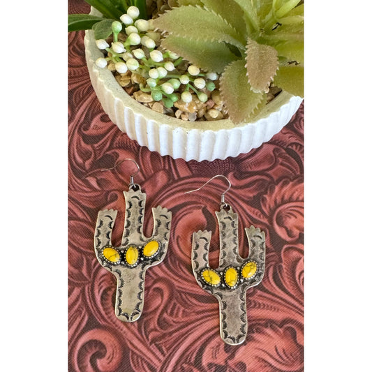 Yellow Cactus Earrings