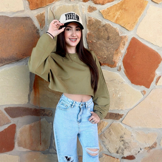 Green Cropped Sweatshirt