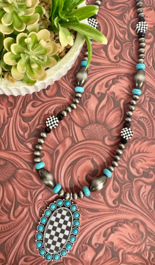 Turquoise Checkered Necklace