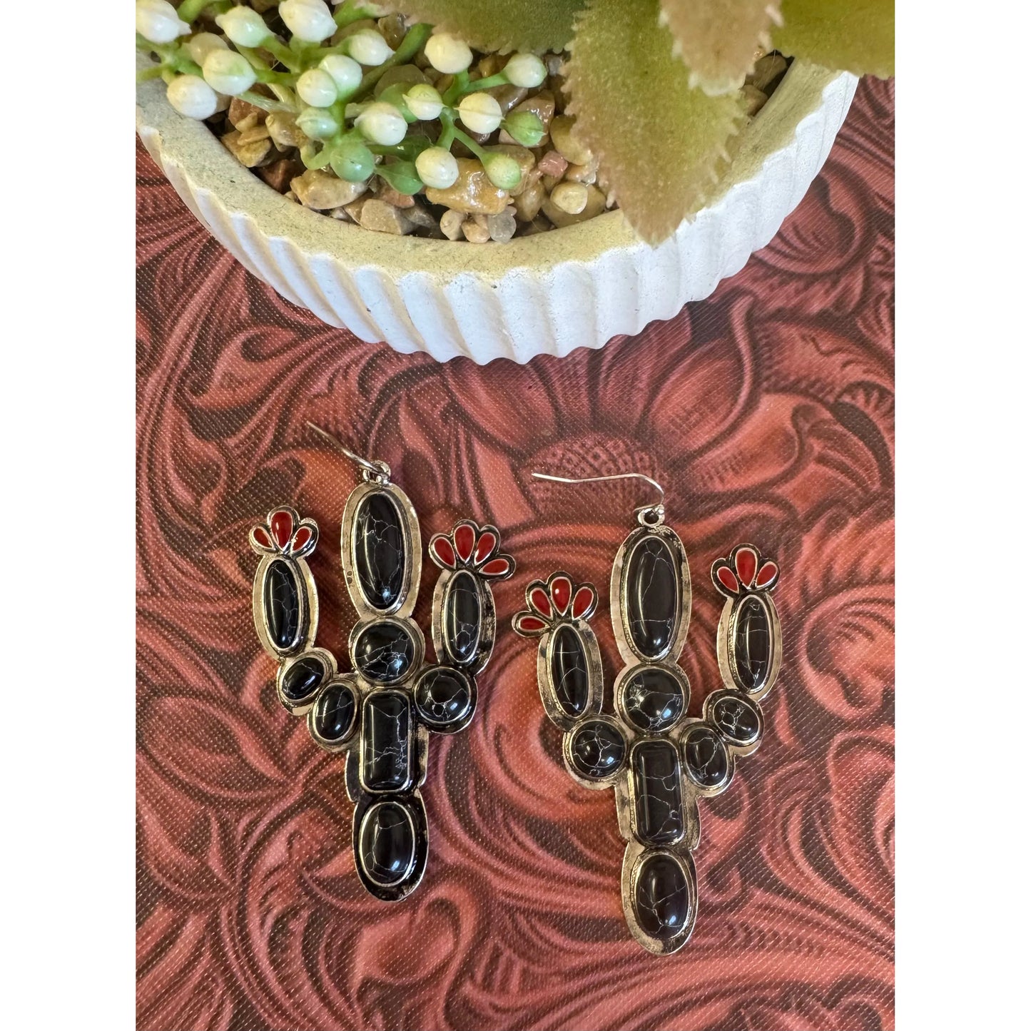 Black Cactus Earrings