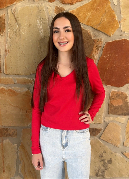 Red Long Sleeve Top