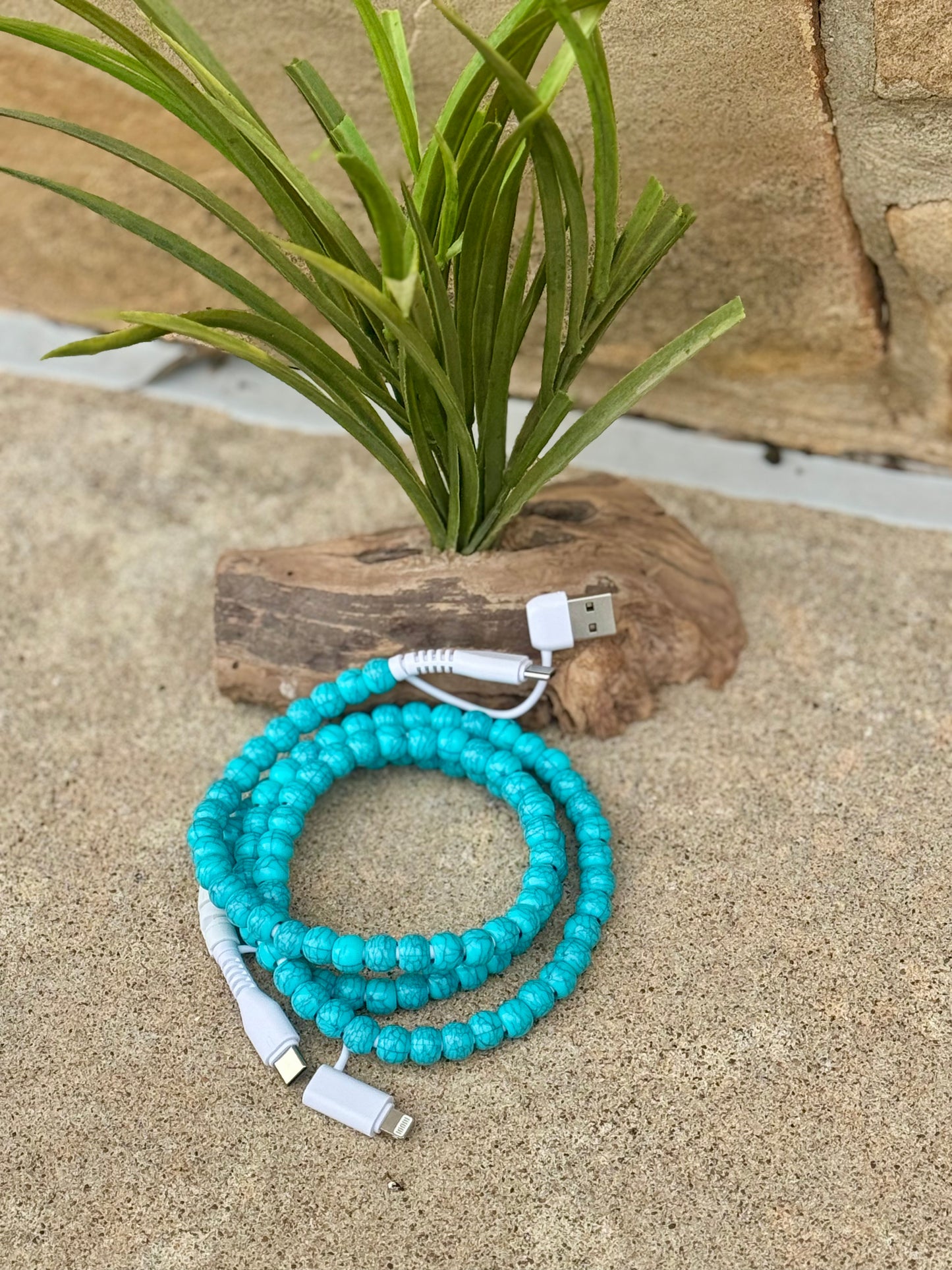 4-N-1 Turquoise Beaded Charging Cable