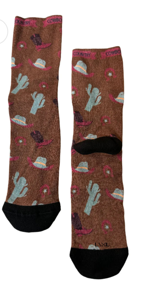 RW Socks Brown Cactus