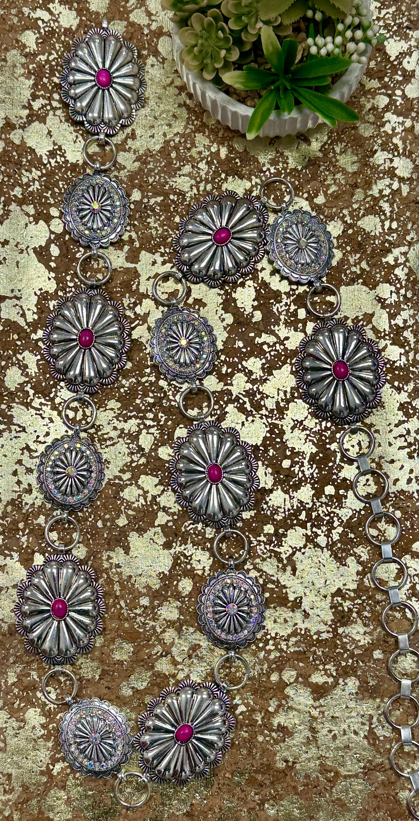 Pink Rhinestone Concho Belt