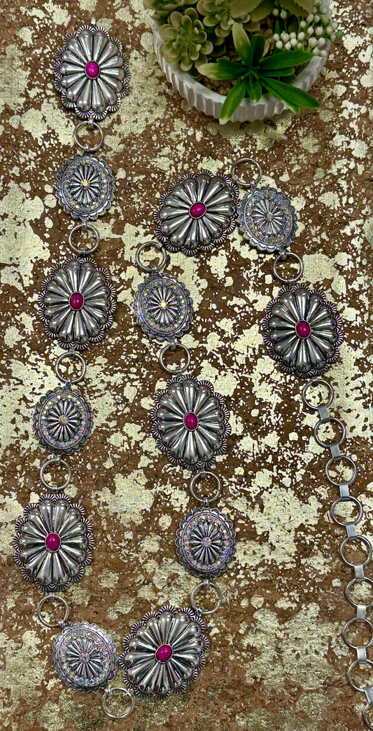 Pink Rhinestone Concho Belt