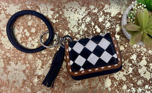 Checkered Wristlet Wallet