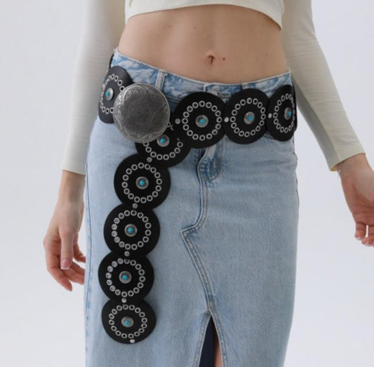 Black Circle Turquoise Belt