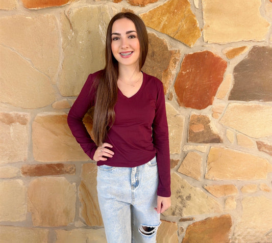 Burgundy Long Sleeve Top