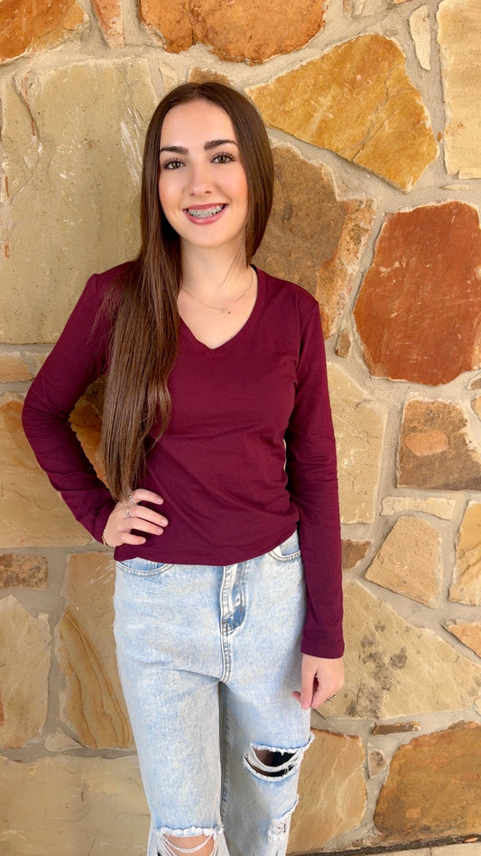 Burgundy Long Sleeve Top