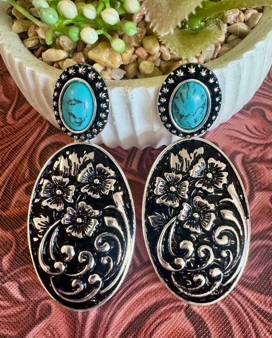 Turquoise Floral Earrings