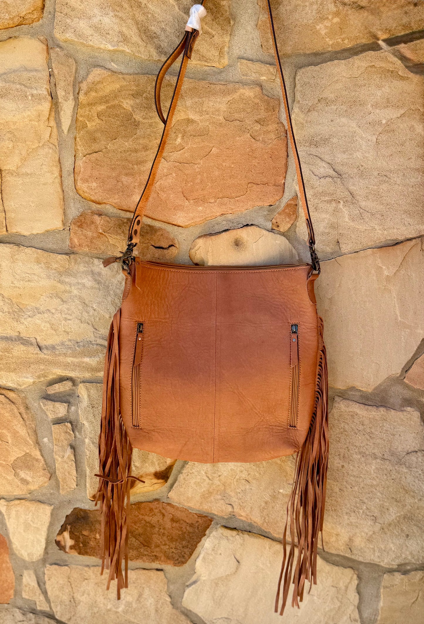 Acid Cowhide Leather Fringe Purse
