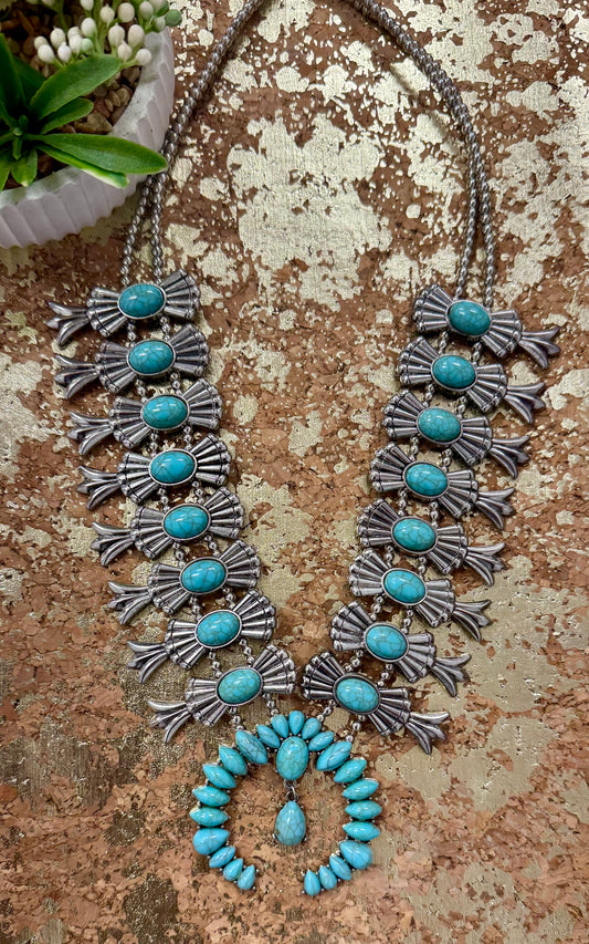 Turquoise Squash Blossom Necklace