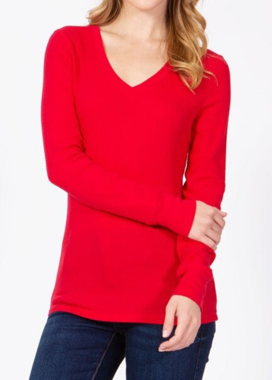 Red Long Sleeve Top