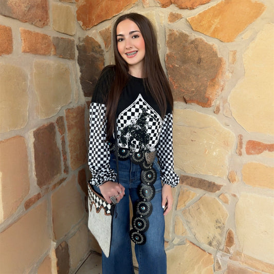 Checkered Ace of Spades Top