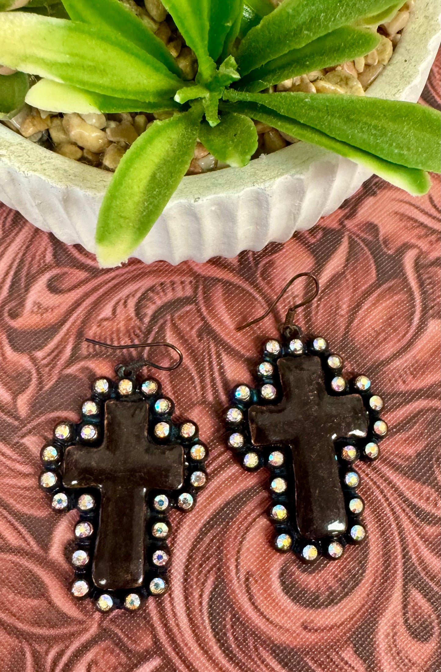 Rhinestone Cross Earrings